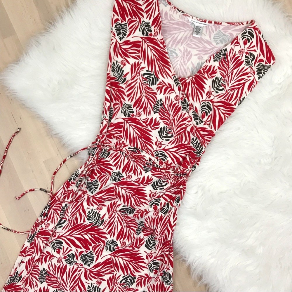 Diane Von Furstenberg Tropical Leaf Wrap Dress
